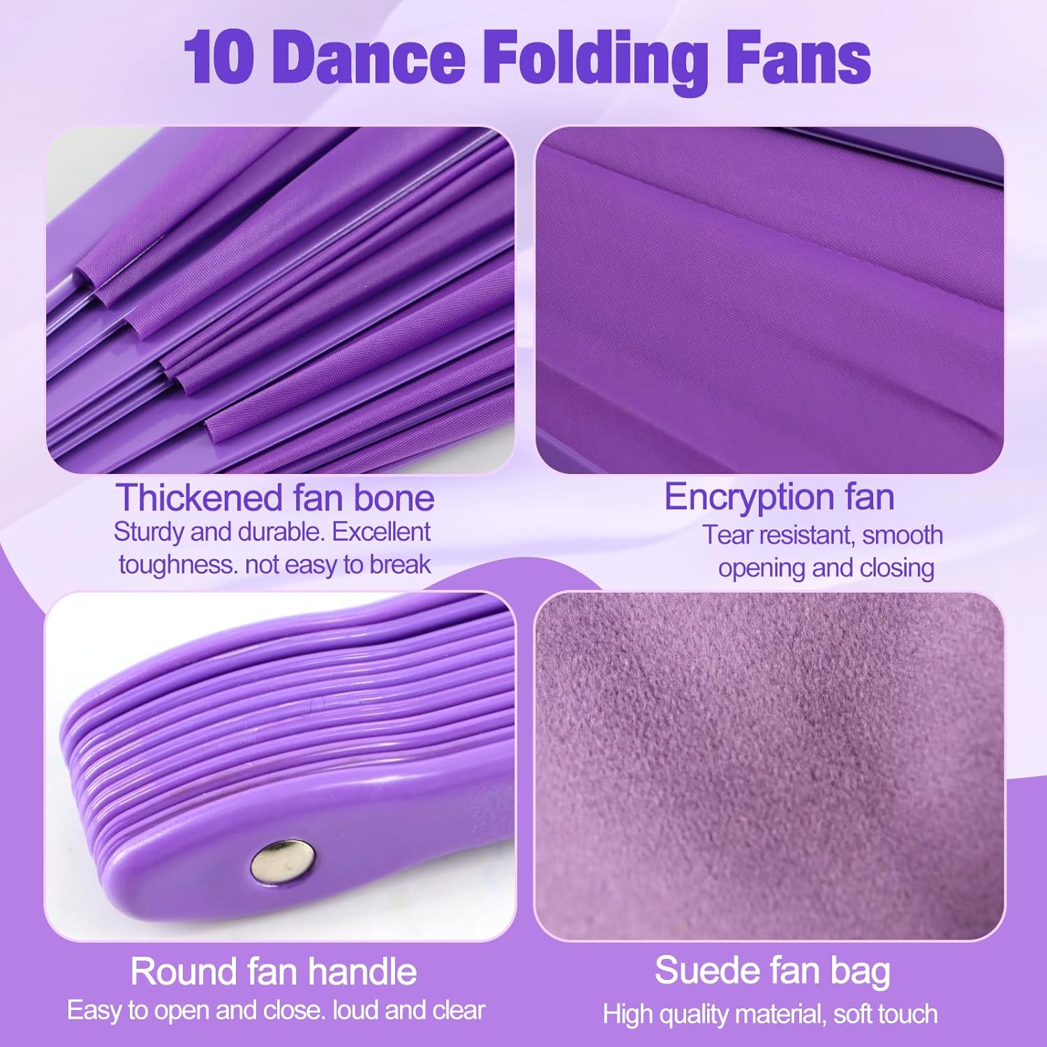 10pc Fans for Line Dancing Multi Colors,13'' Large Clacking Hand Fan Foldable with Velvet Fan Bags,Women Men Clapping Fans for Rave Popping Snap Cowboy Dance Tai Chi Rehearsal Tool