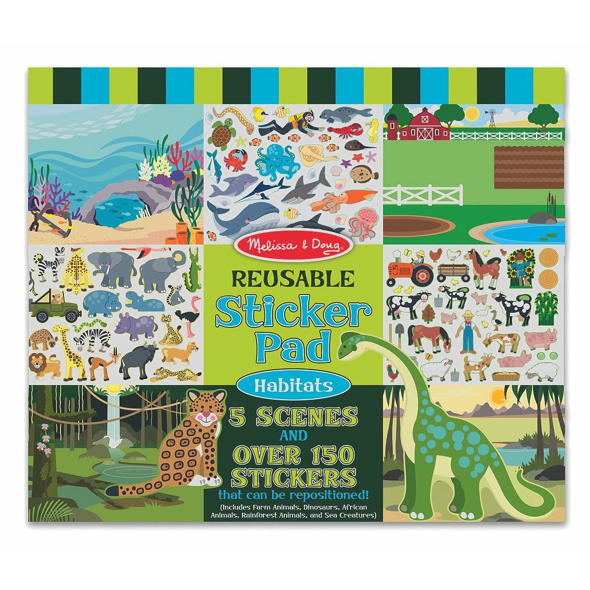 Melissa & Doug Habitats Reusable Sticker Pad (Extra Large Sticker Activity Pad, Removable Backgrounds, 150 Stickers)