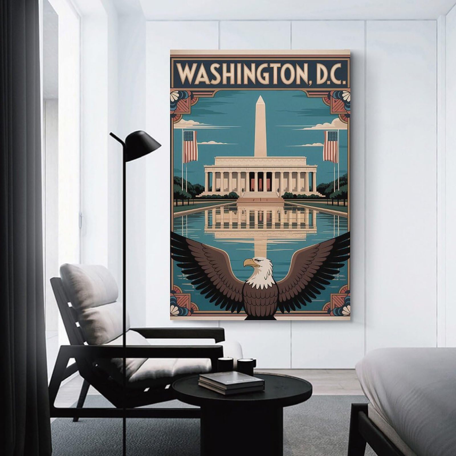 Junmoney Washington D.C. Travel Wall Art Print, 12x18inch(30x45cm), for Lounge Decor, Bedroom Walls Or Flats, Decorative Artwork for Empty Walls