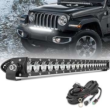 22 Inch Slim Single Row LED Light Bar 2026 Upgraded, Lumimotor Spot Beam Off Road Light for Truck UTV SUV Ram F150 Bronco Wrangler Silverado,