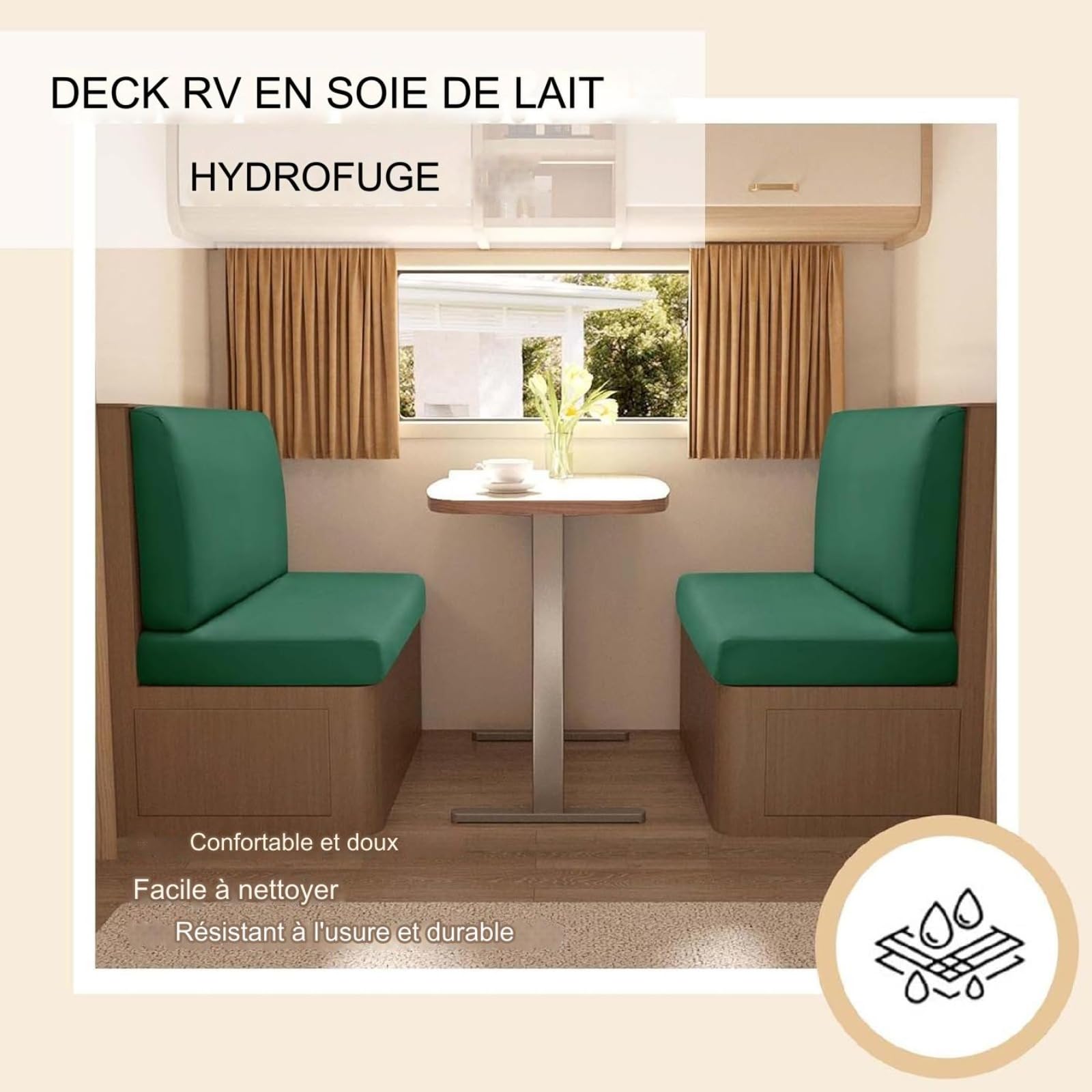 Housses Coussin Dinette Camping-Car BXFUL - Imperméables Extensibles Vin Rouge