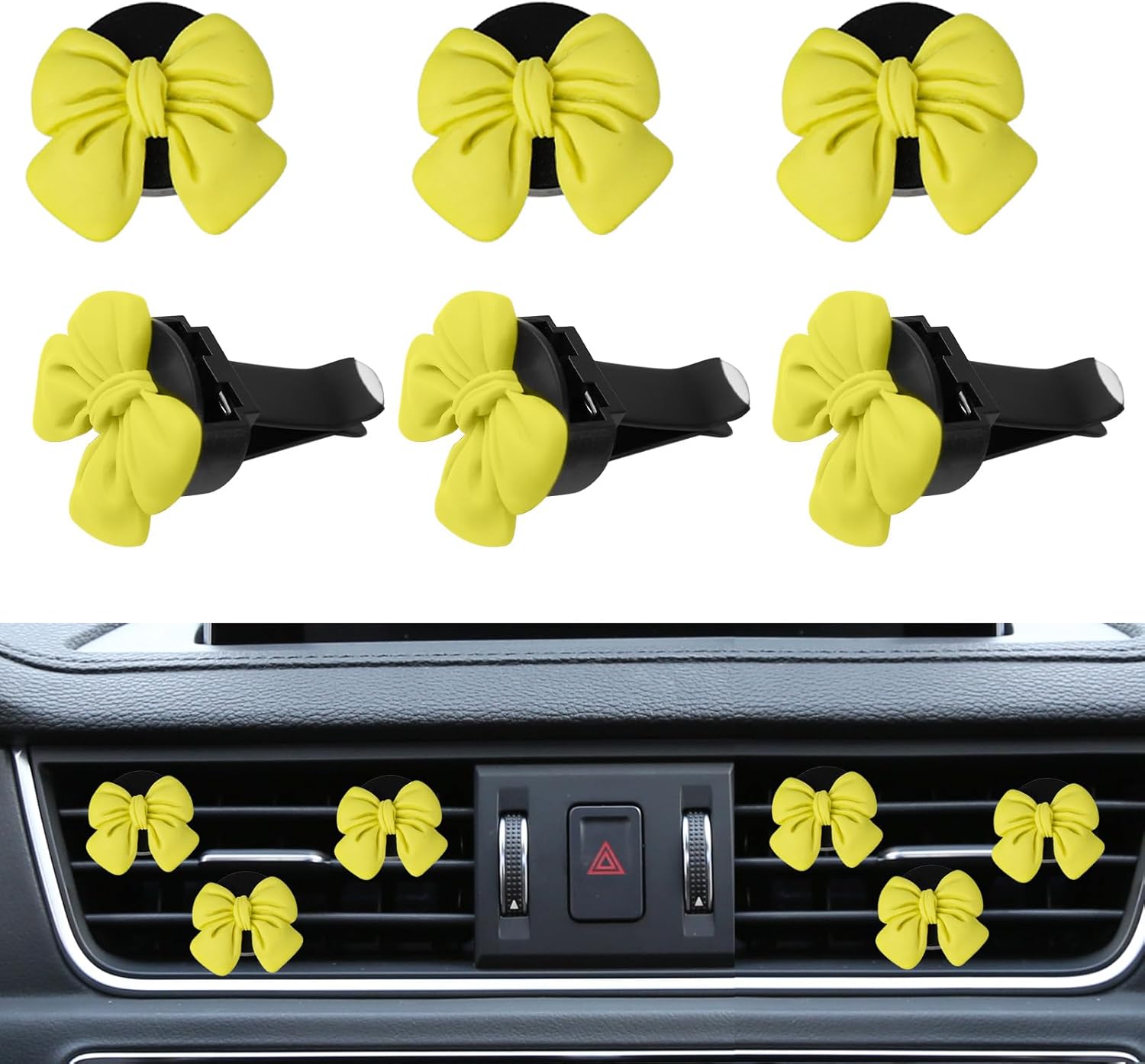 Wuyaoyao 6PCS Bow Car Air Freshener Clips, Cute Bow Car Air Vent Clip, Coquette Auto Air Conditioning Outlet Diffuser Perfume Clips, Interior Decoration, Auto Decor for Women Girls (Blue, 6PCS)