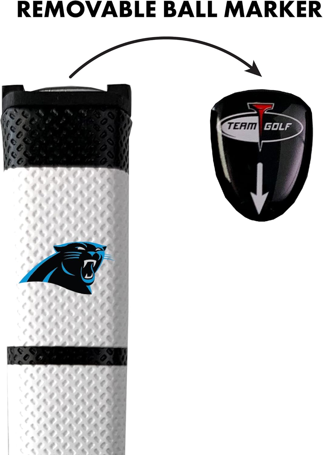 Team Golf NFL Carolina Panthers Golf Putter Grip Team Golf NFL Golf Putter Grip (Multi Colored) with Removable Ball Marker, Durable Wide Grip & Easy to Control