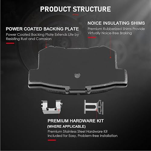 Miniatura 3 de cciyu 8 pastillas de freno de cerámica delanteras y traseras 2004-2008 para Acura TSX, 2003-2007 para Honda Accord