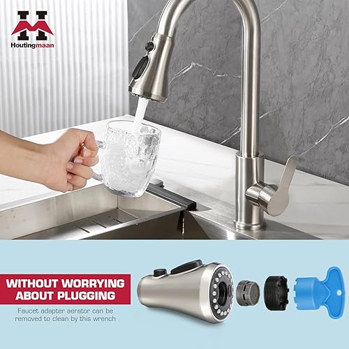 Miniatura 4 de Repuesto de cabezal rociador de grifo de cocina extraíble  3 funciones de cabezal rociador de grifo con 11 adaptadores compatibles con Delta, Moen,