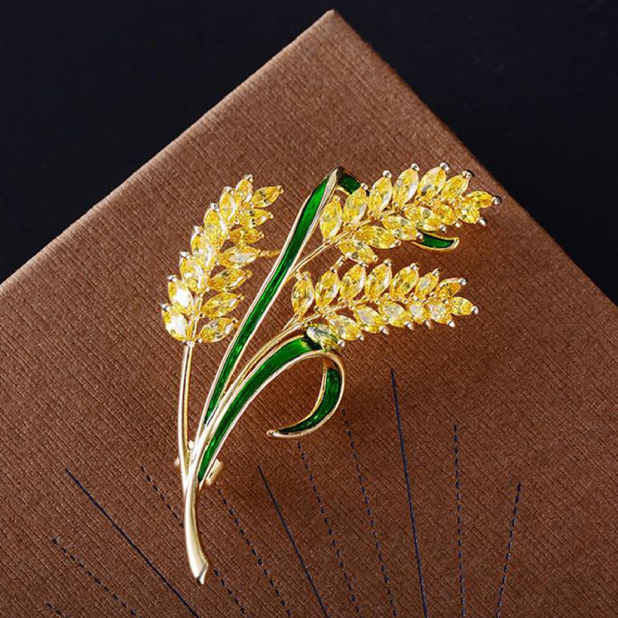 Broche De Orejas De Trigo Broche De Ropa Broche De Dama De Honor Broche De Hoja De Pedrería Broches De Oro Collar De Boda Accesorio De Ropa Alfiler Clips De Boutonniere Circón