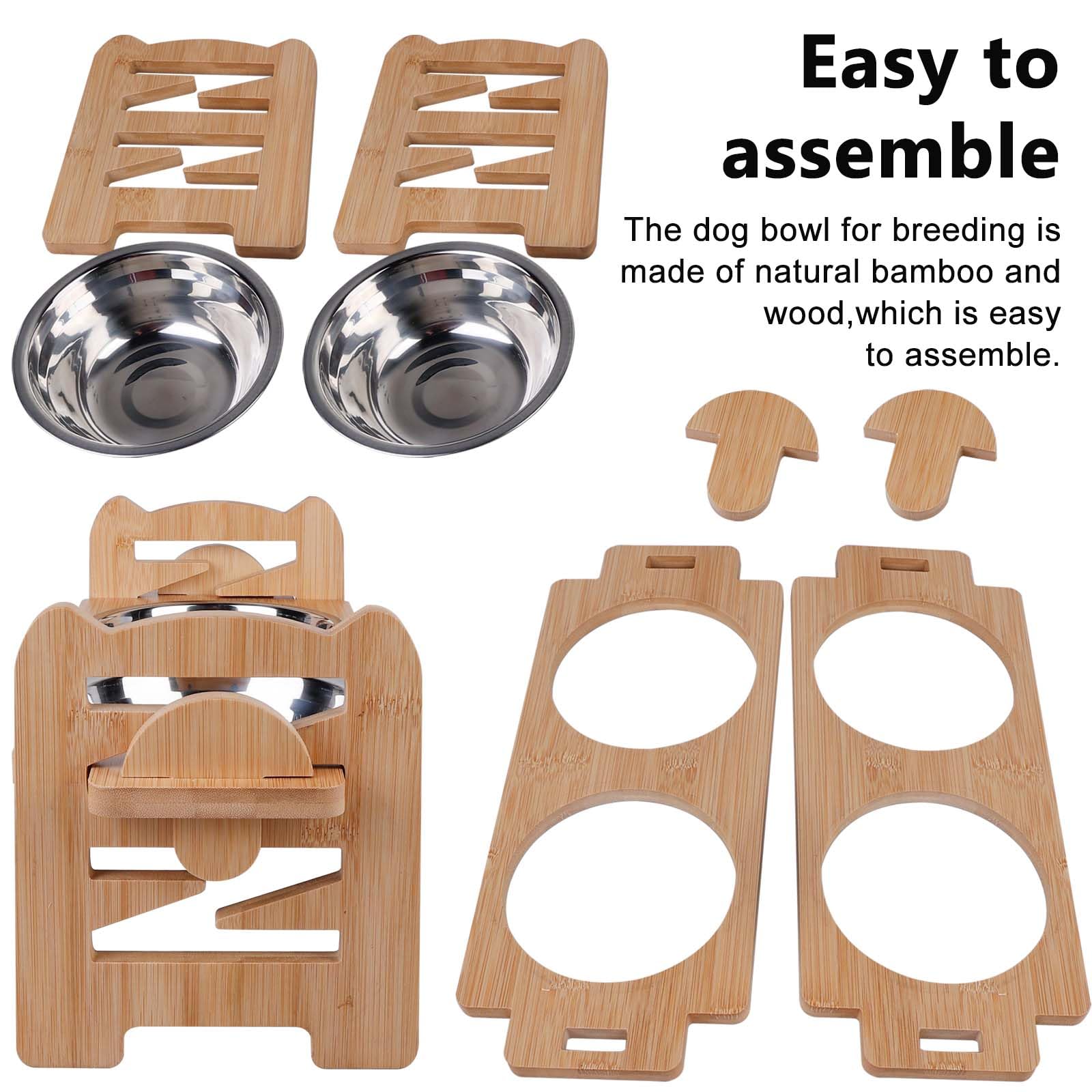 GBKDQQ Comedero para Perros y Gatos, Elevado, de Acero Inoxidable, Ajustable en Altura, Inclinada, Material Eco-amigable