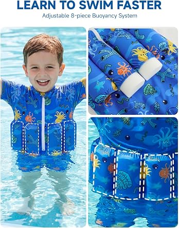 Toddler Swimsuit with Floatation, Baby Boys Girls Floating Bathing Suit Floatie Swim Suit for Summer Beach
