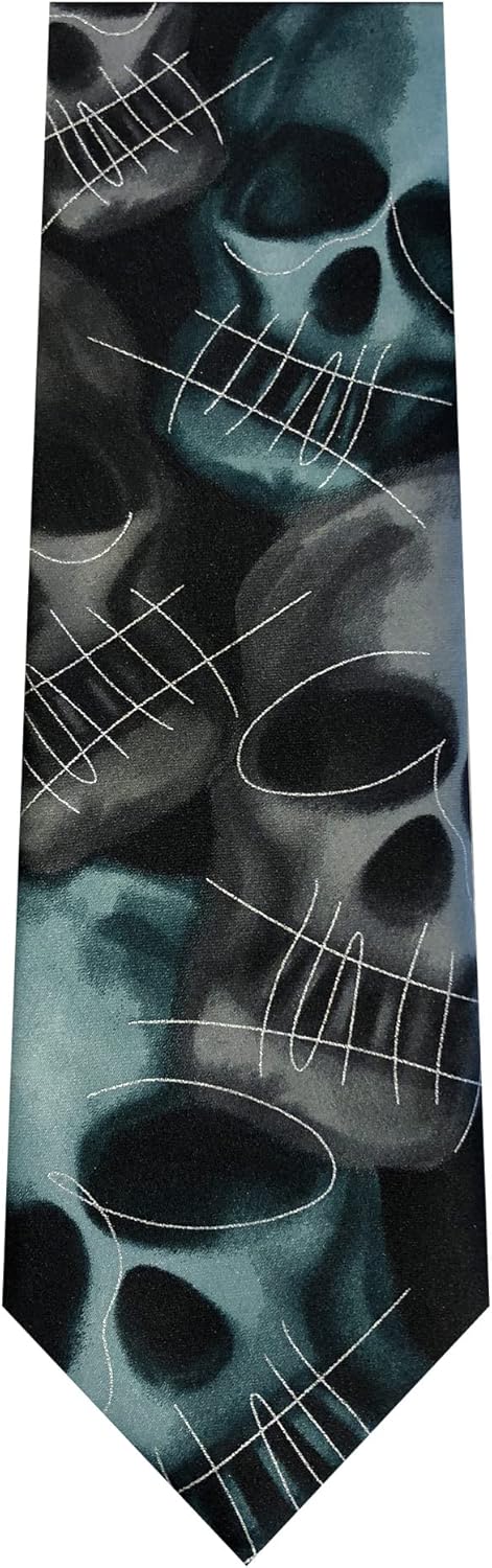 Jerry Garcia Men's Happy Halloween Plague Entity Skull Heads Psychedelic Artwork Neck Tie
