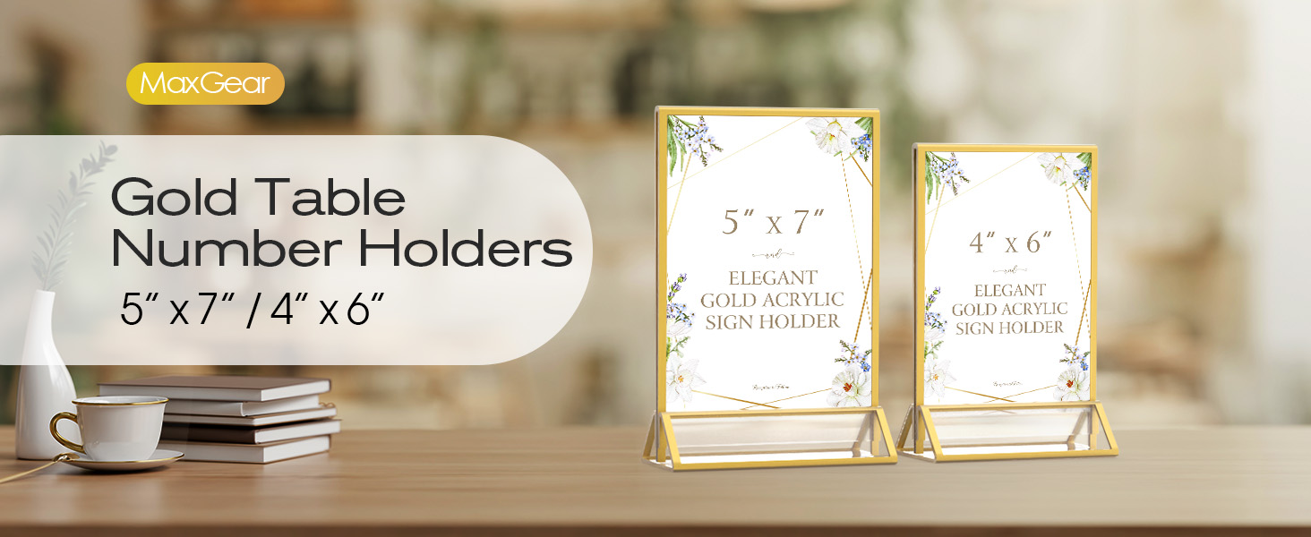 Amazon.com : MaxGear 5x7 Gold Acrylic Sign Holder 12 Pack, Gold