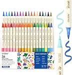 Grabie 72 Marqueurs de peinture acryliques, 36 Pack double pointe pinceau doux marqueurs acryliques, stylos à peinture à base d'eau pour le papier, peinture à la roche, bois, toile, verre, tissu, DIY Fournitures d'art pour tous les âges