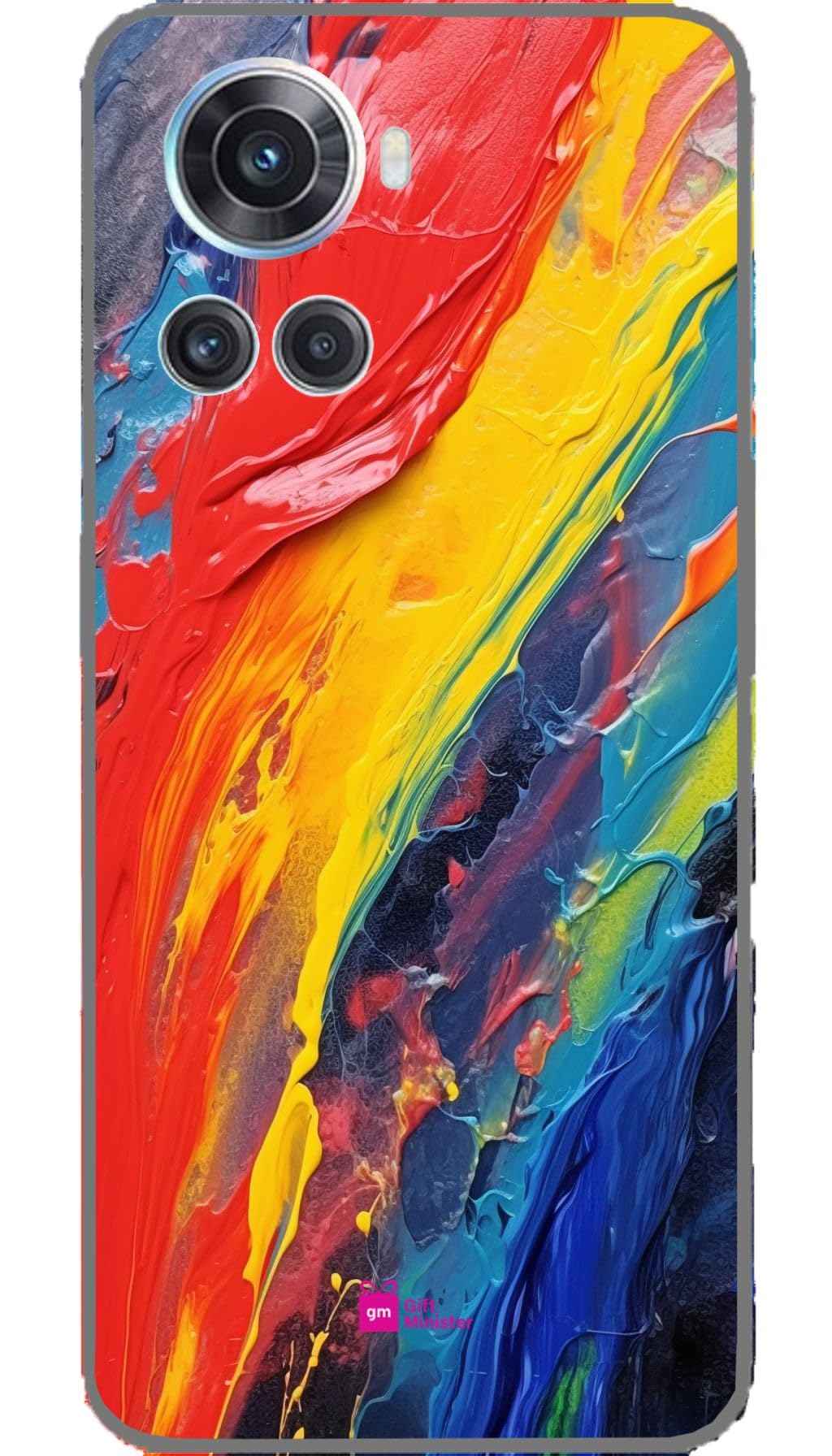 Silicone Designer Cover for One Plus 10 R Golden Rodnone - Colorful Abstract Painting Pride Black Dissolving Fluid Shapes Paint Schemes Calming Brushwork Flexible Clear 1Pcs 1696X