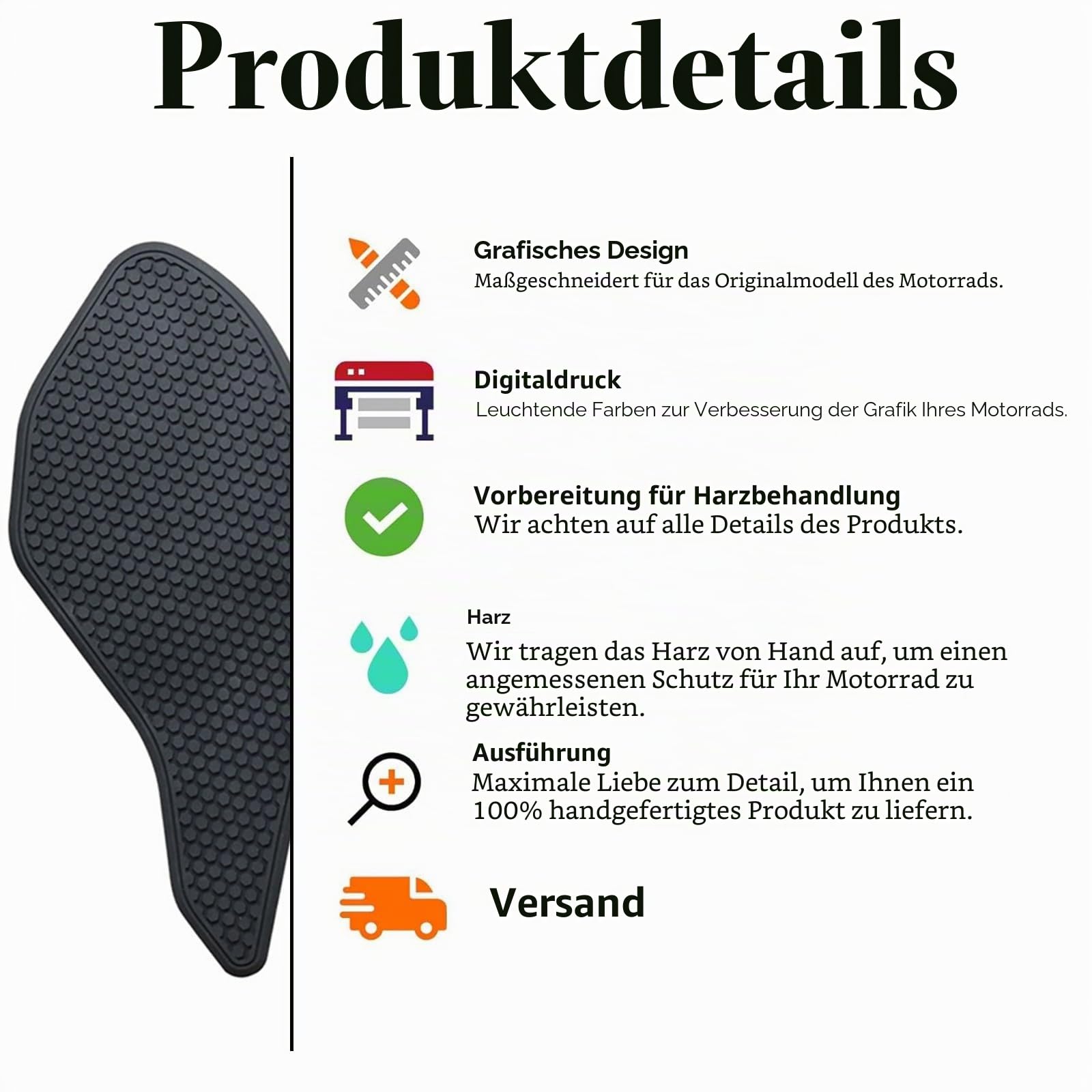 3-teiliges Motorrad-Anti-Rutsch-Seiten-Tankpad, Schutzaufkleber, selbstklebend, Gas-Kniegriff, Traktionspad, Tankpad, kompatibel mit Triumph Daytona 675/R, Street Triple 765 R/RS
