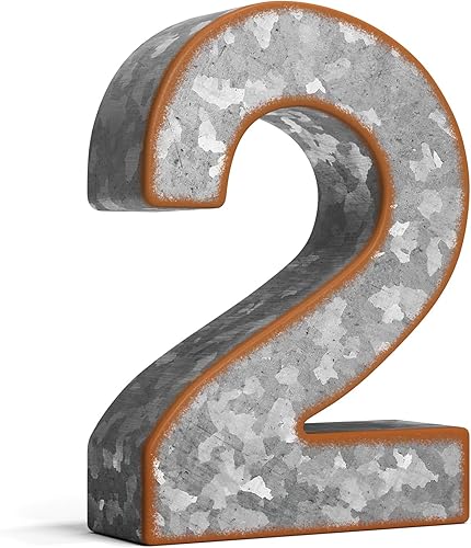 Miniatura 38 de CraftyCrocodile Letras de metal galvanizado de 7 pulgadas para decoración de pared, letra R 3D para colgar y estar de pie, letras rústicas