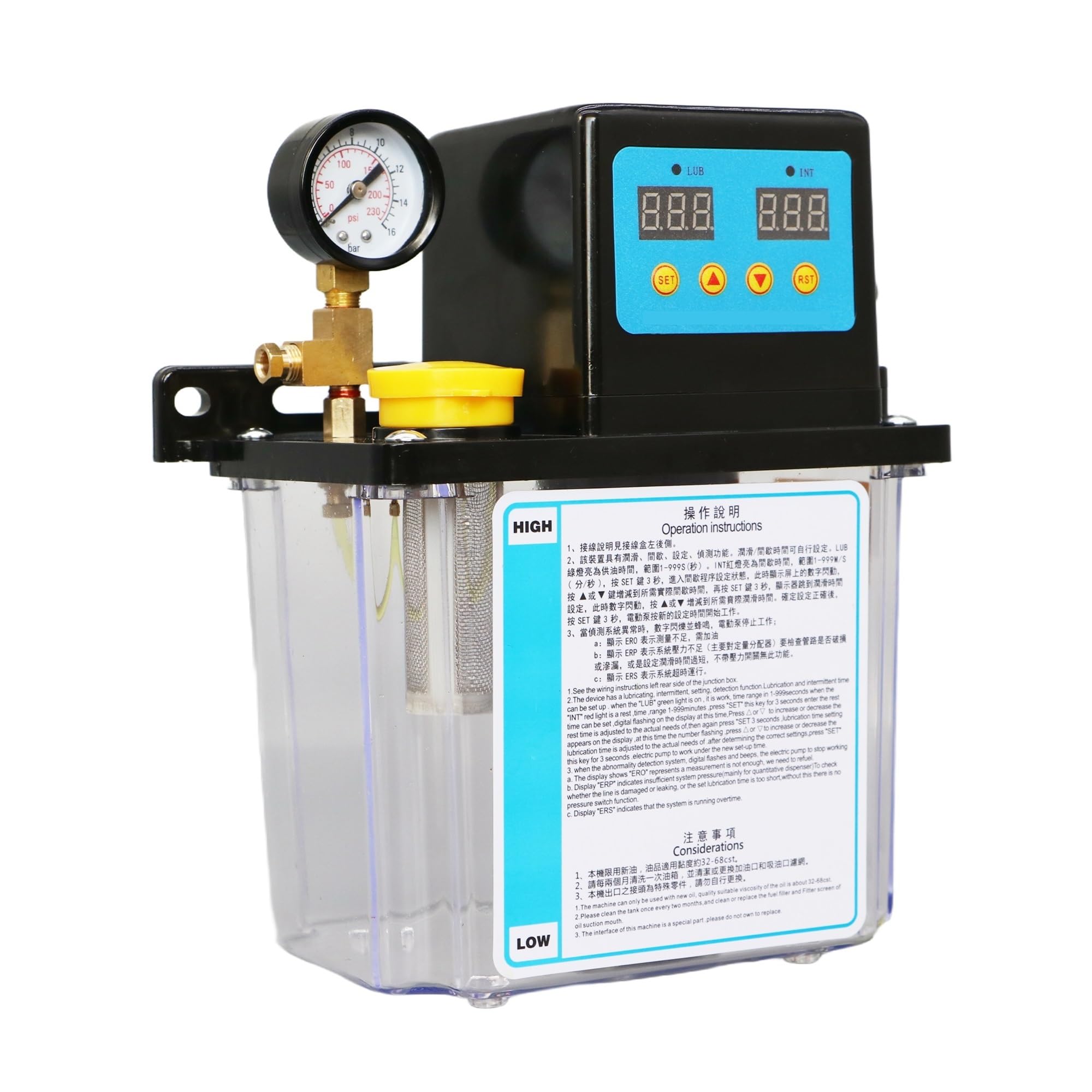 Automatyczna pompa smarująca CNC Zestaw pompy smarowania CNC 1L i 2L, AC 220V, AC 110V, 4mm 6mm (AC110V, CN_2L ZESTAW 4 MM WITHGAUGE)