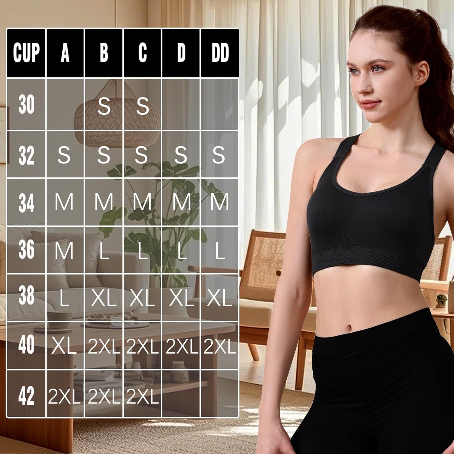 Double Couple Sports Bras for Women Adjustable Medium Impact Racerback Padded Sports Bra for Yoga Gym Fitness Workout - Image 2