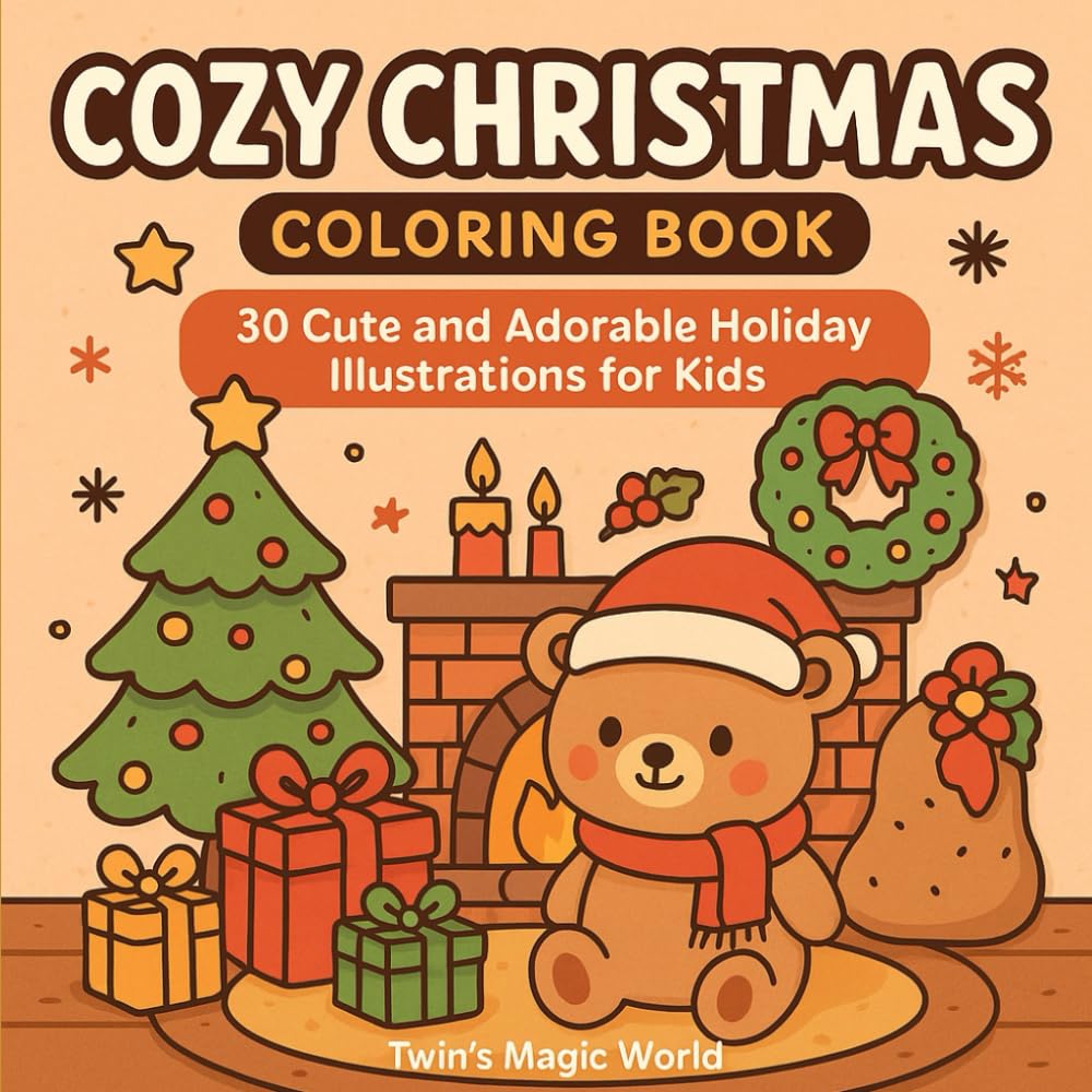 Cozy Christmas Coloring Book: 30 Cute and Adorable Holiday Illustrations for Kids