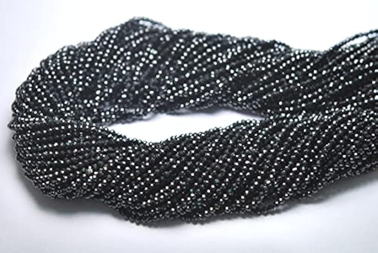 LKBEADS Pasmo 12,7 x 33 cm, czarne cięcie maszynowe, najlepsze mikro fasetowane rondelle, 2,25 mm
