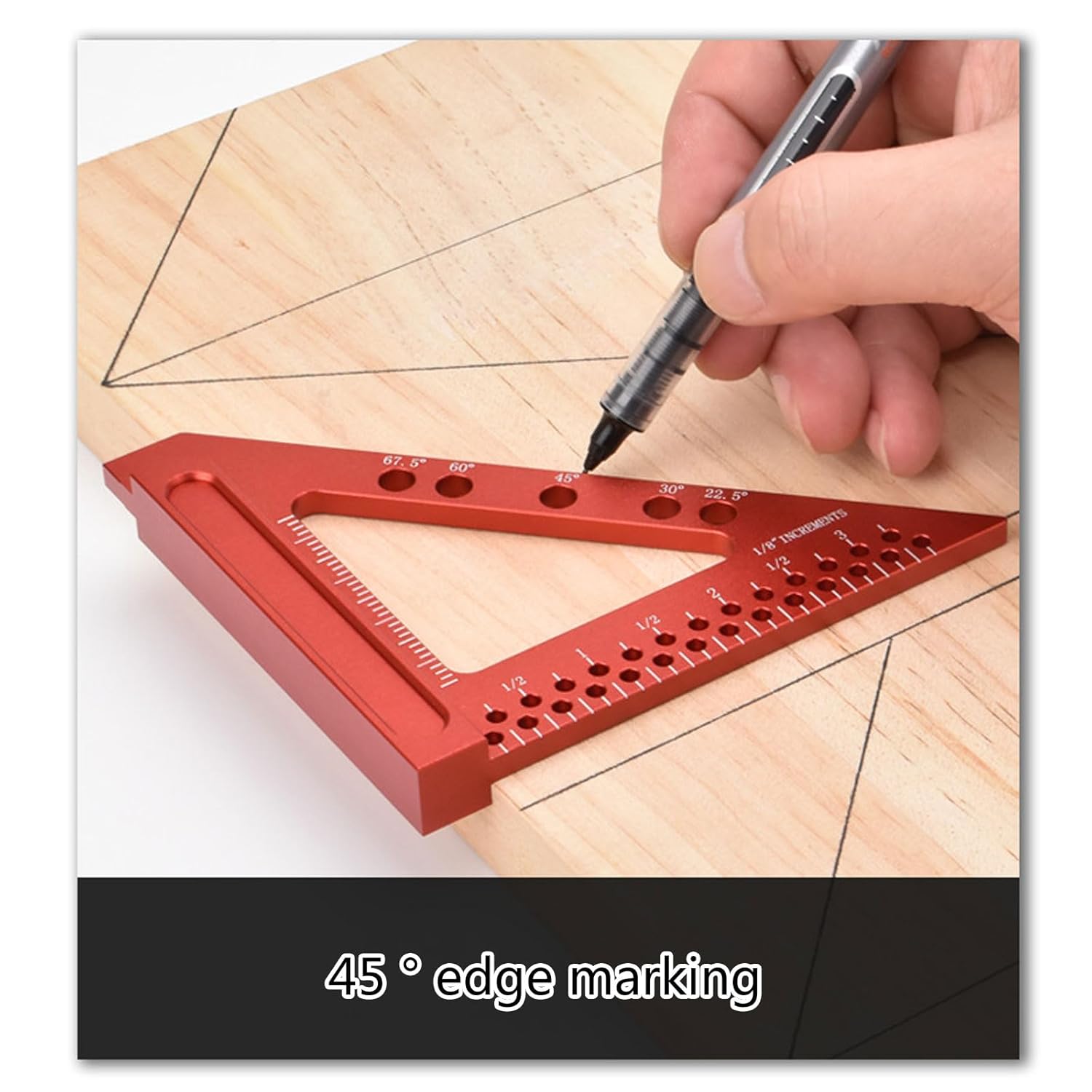 Aluminum Triangle Ruler - Measuring Tool Woodworking, Protractor & Drawing