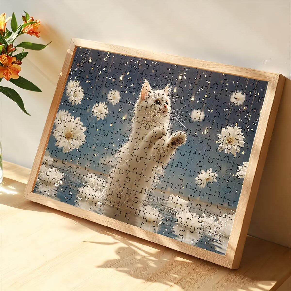 Puzzle 1500 elementów dla dorosłych drewniany kot, kwiat puzzli, 87x57cm