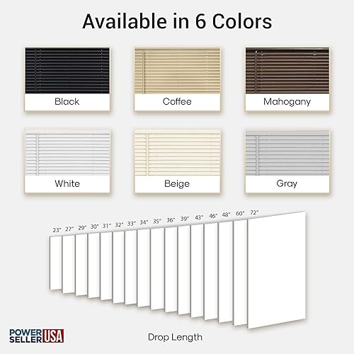Miniatura 9 de PowerSellerUSA Persianas sin cordones con listones de vinilo de 1 pulgada para oscurecer la habitación, 64 pulgadas de largo x 30 pulgadas de ancho,