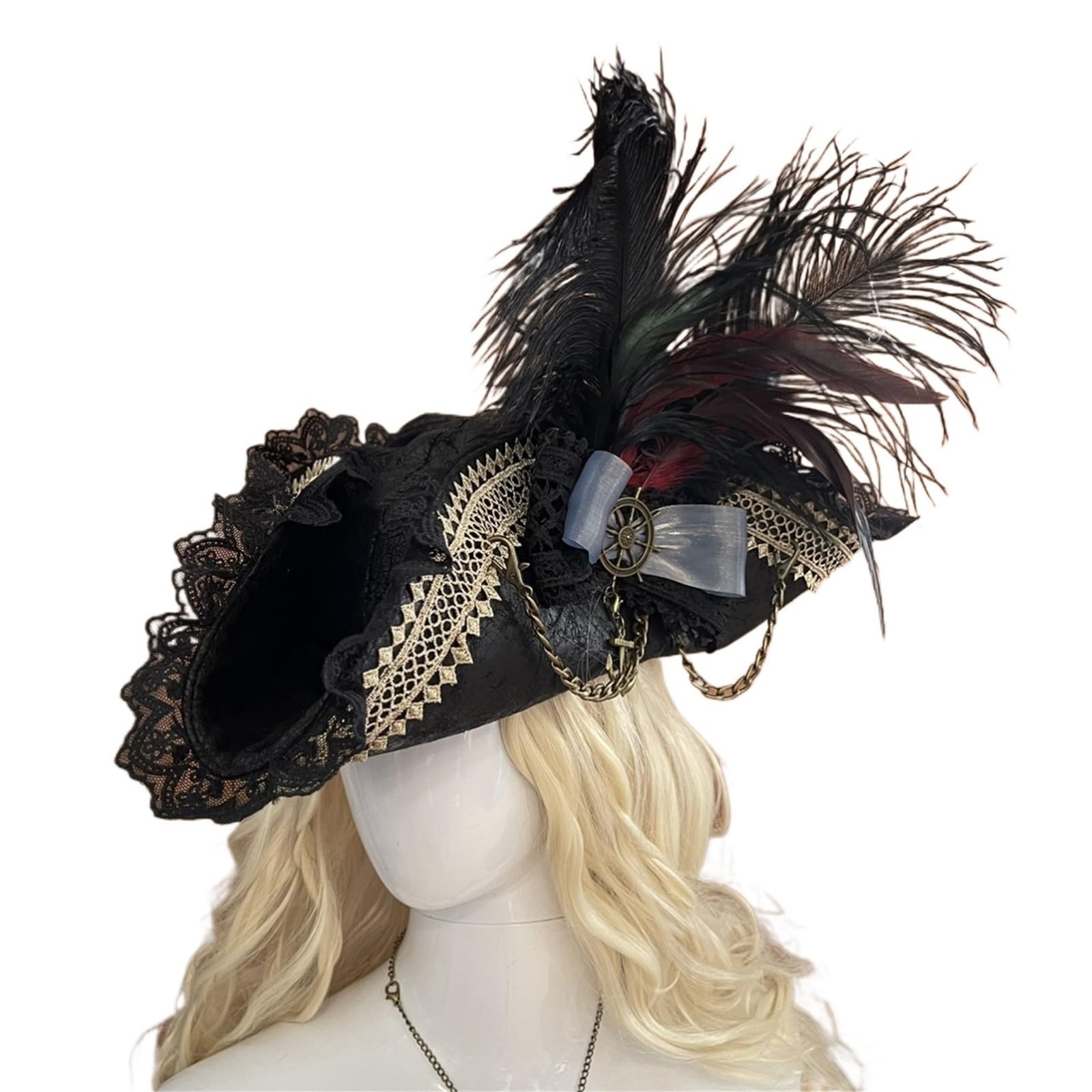 Cappello Pirata Cappello da pirata con piume capitano, uomo e donna, for adulti, corte reale, for feste, cosplay costumi