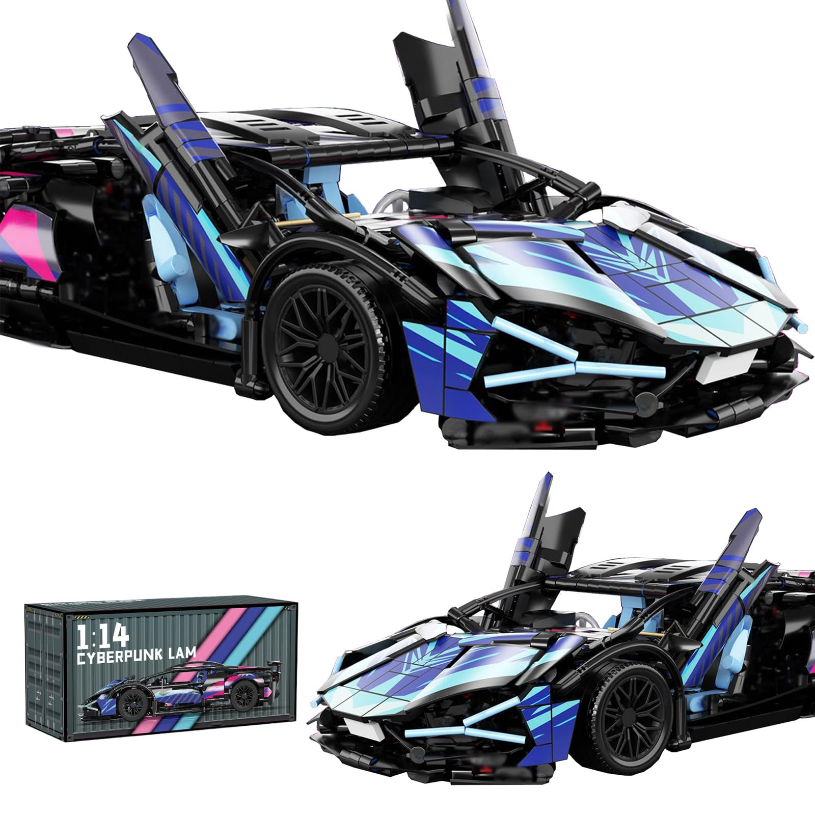 Technic Supercar Building Blocks Set, 1:14MOC Creative Supercar Construction Toys, Vehicle Construction Toys Compatible with major brands(1314PCS)