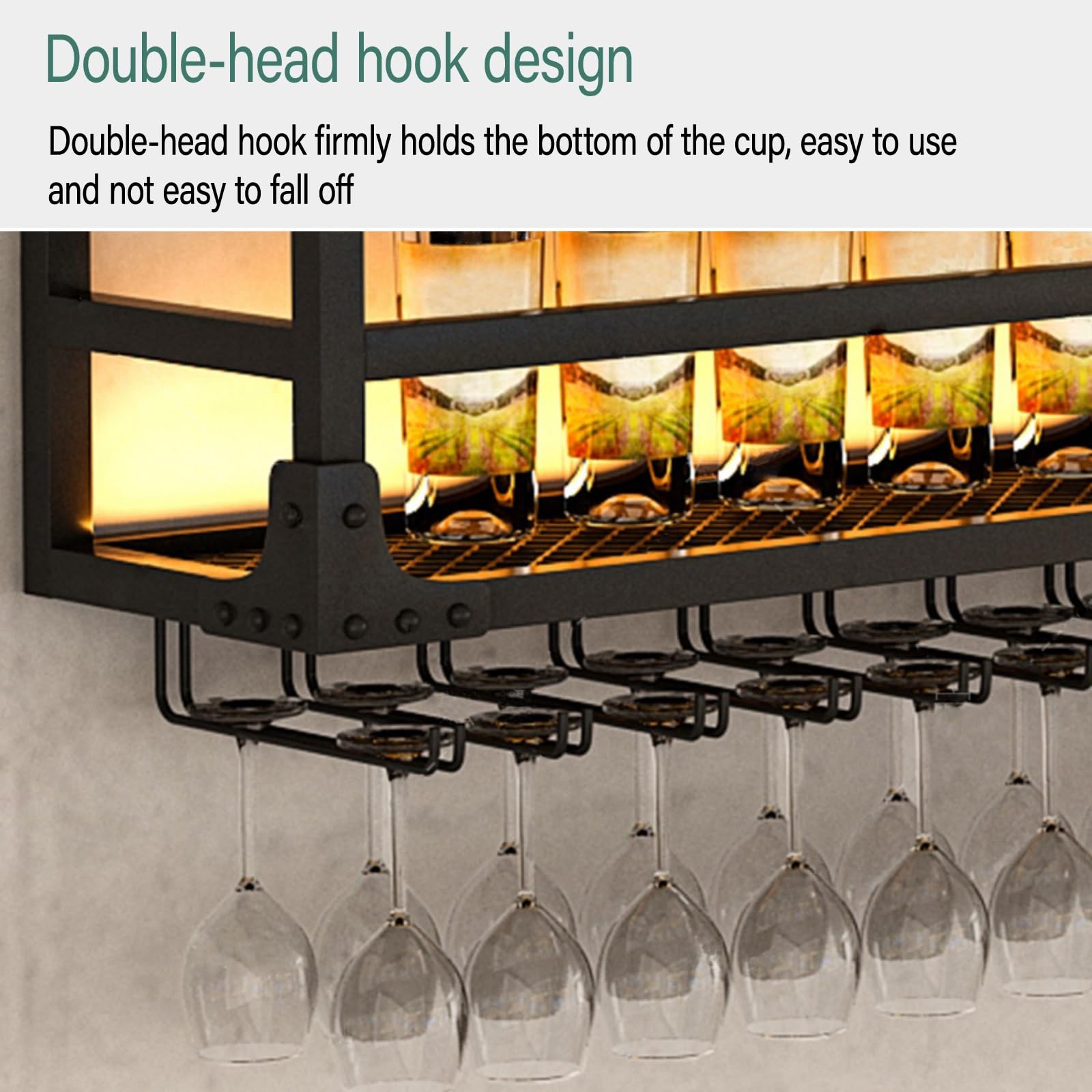 Amazon｜大きい鉄アイアン製ワインラック，金属フローティング壁掛け式