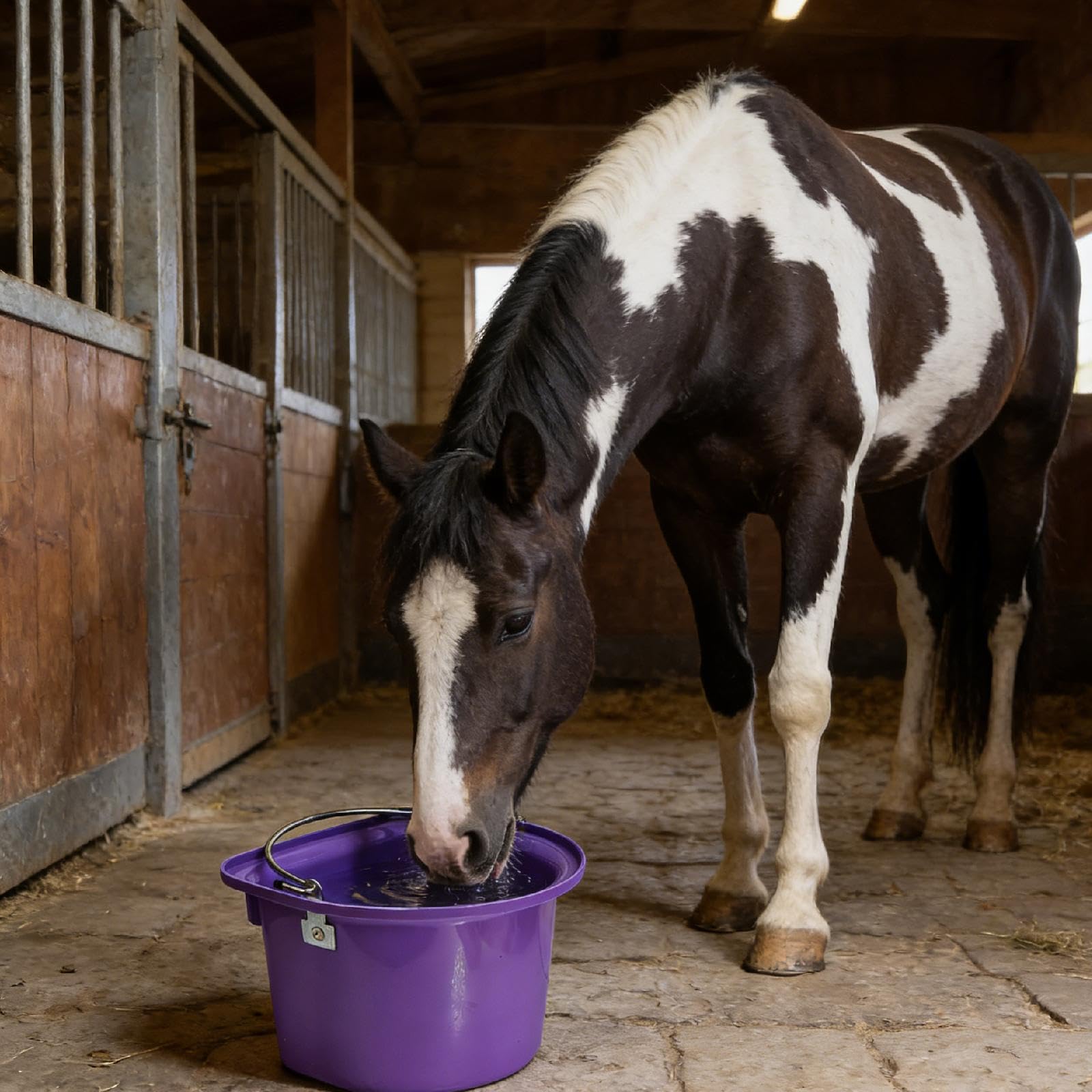 Mangiatoia per Cavalli, Secchio per Mangime, Contenitore per Mangime, Secchio per Acqua, Materiale Metallico PP Resistente all'Usura, Facile da Pu