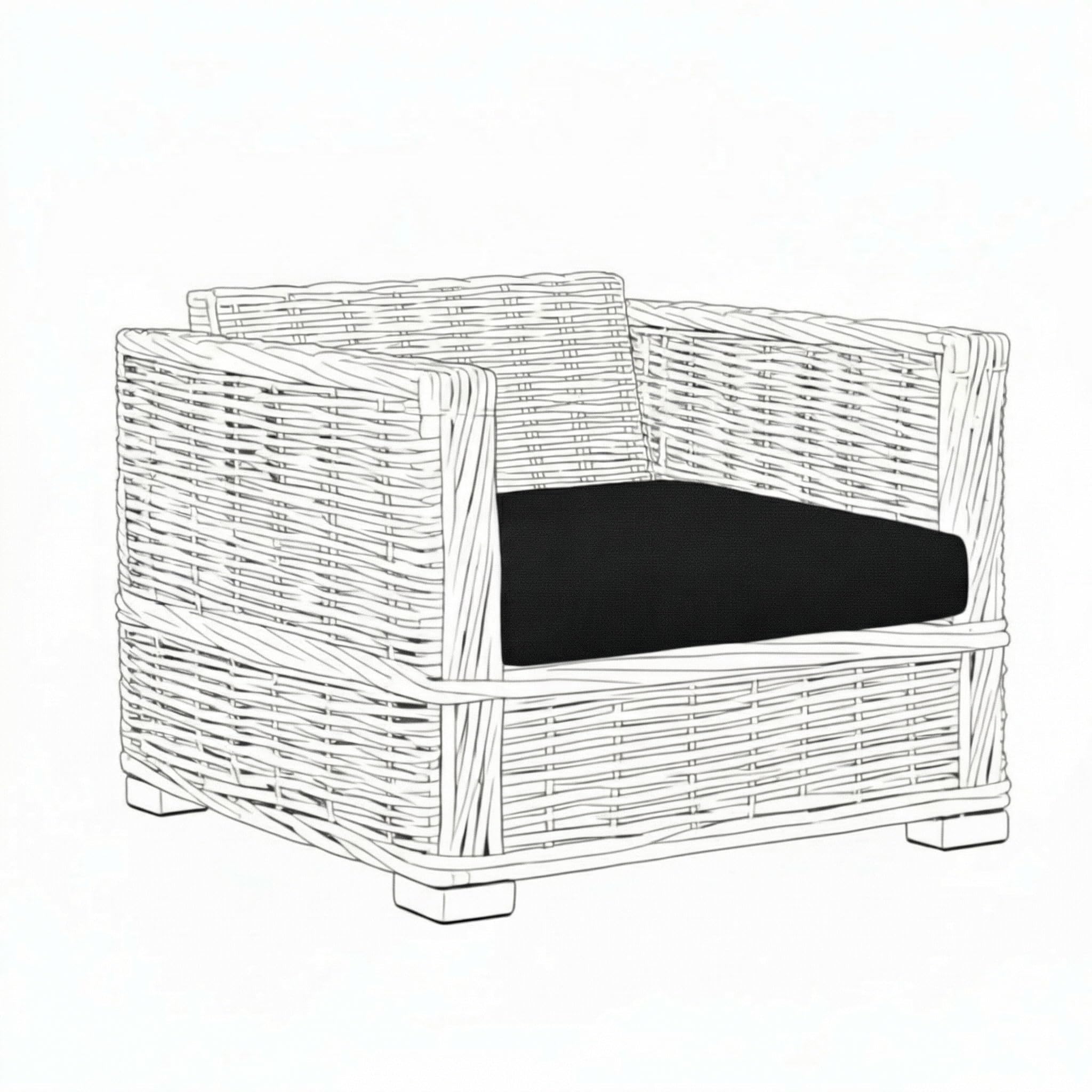 Kosiproducts Replacement Rattan Seat Pads Water Resistant for Outdoor Patio Garden Seating [Black, Seat Only 75x75x6]