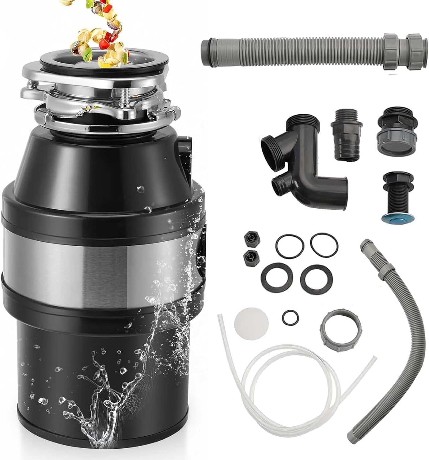 4000RPM Air Switch Garbage Disposer, 560W Under Sink Rozdrabniacz odpadów spożywczych z zabezpieczeniem przed przeciążeniem, 1.4L Komora szlifierska ze stali nierdzewnej do wydajnego czyszczenia kuchn
