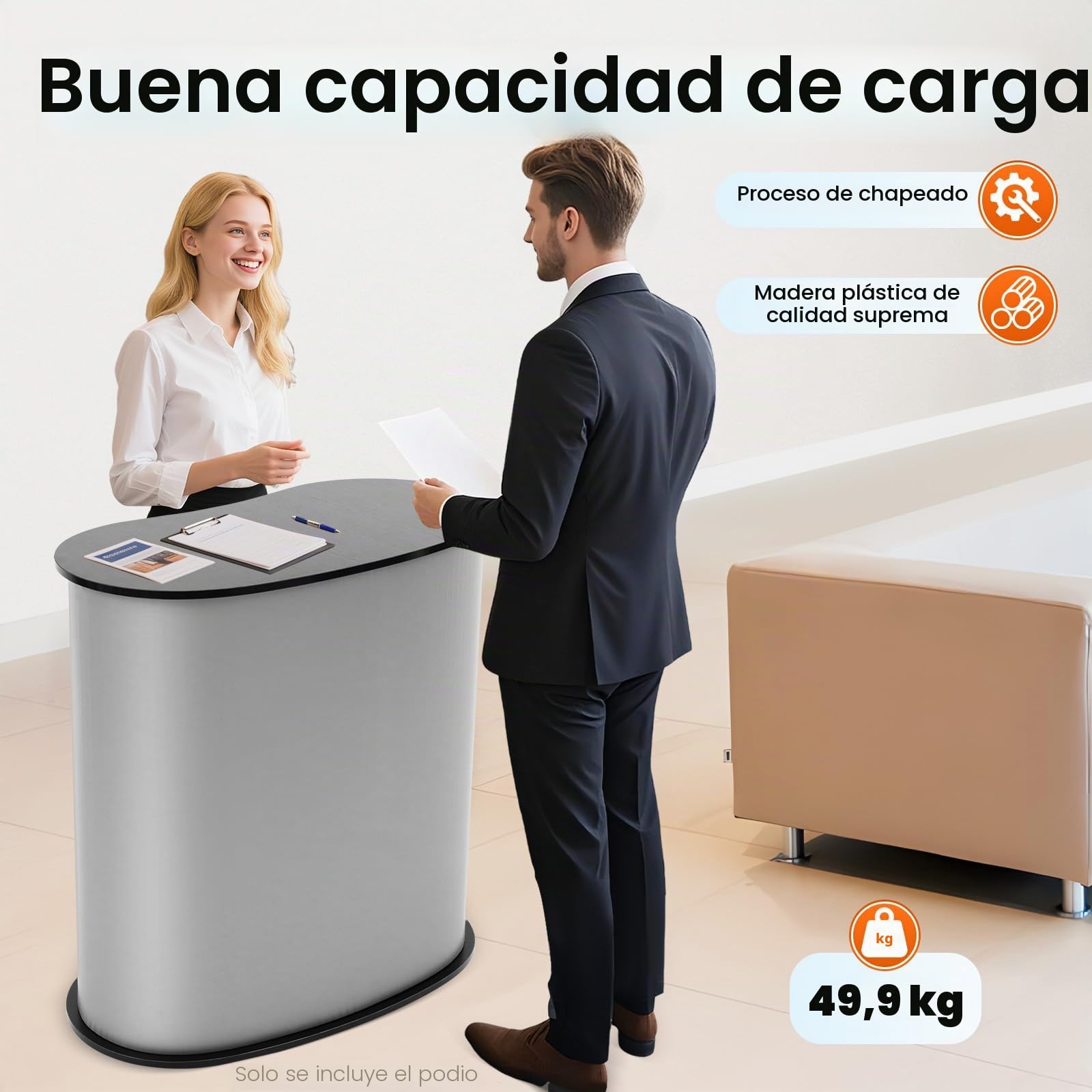 Mesita de recepción plegable con bolsa de transporte, 40 x 90 x 90 cm, para exposición promocional y reuniones de negocios (negro)