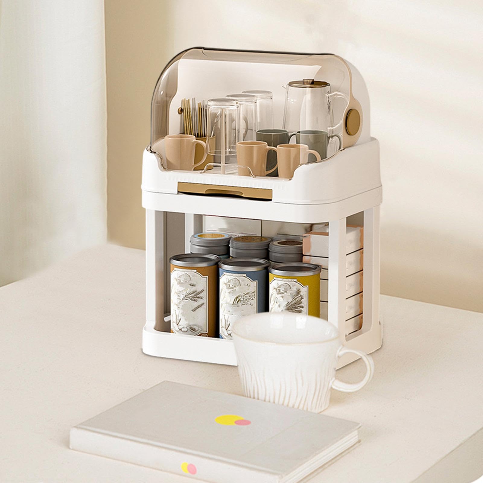 Contenedor para secar botellas con escurridor, estante para secar botellas a prueba de polvo para niños pequeños - Caja escurridora para contenedores de botellas con tapa,Contenedor de caja de cubiert