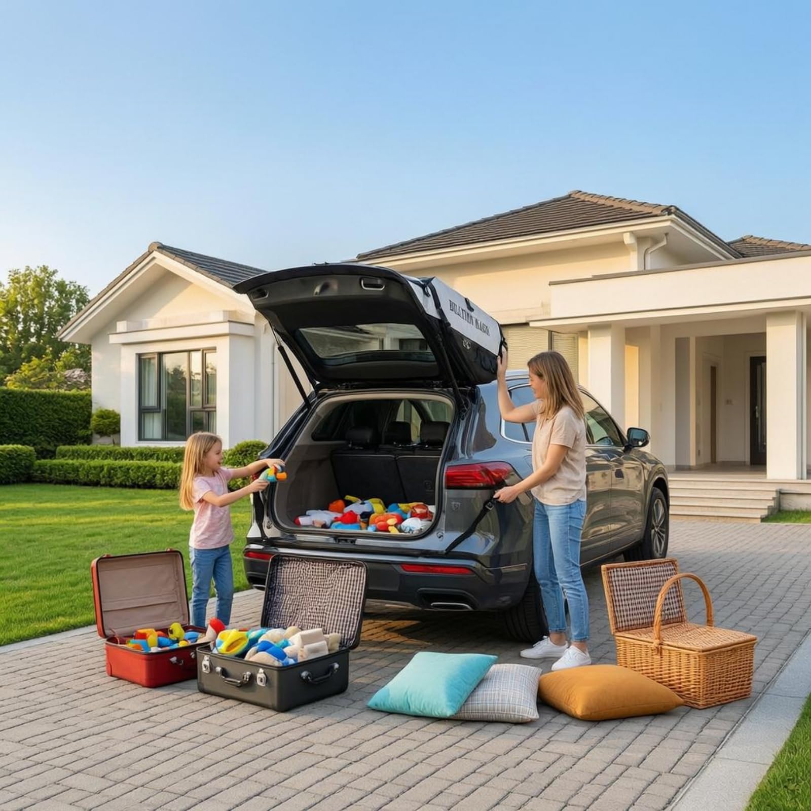 Coffre de Toit Voiture Bagage Toit Sac de Toit Porte-Bagages Auto Coffre Souple PVC Étanche avec Fermeture à Glissière et Sangles Renforcées, Color to 2, 15 Mètres Cubes