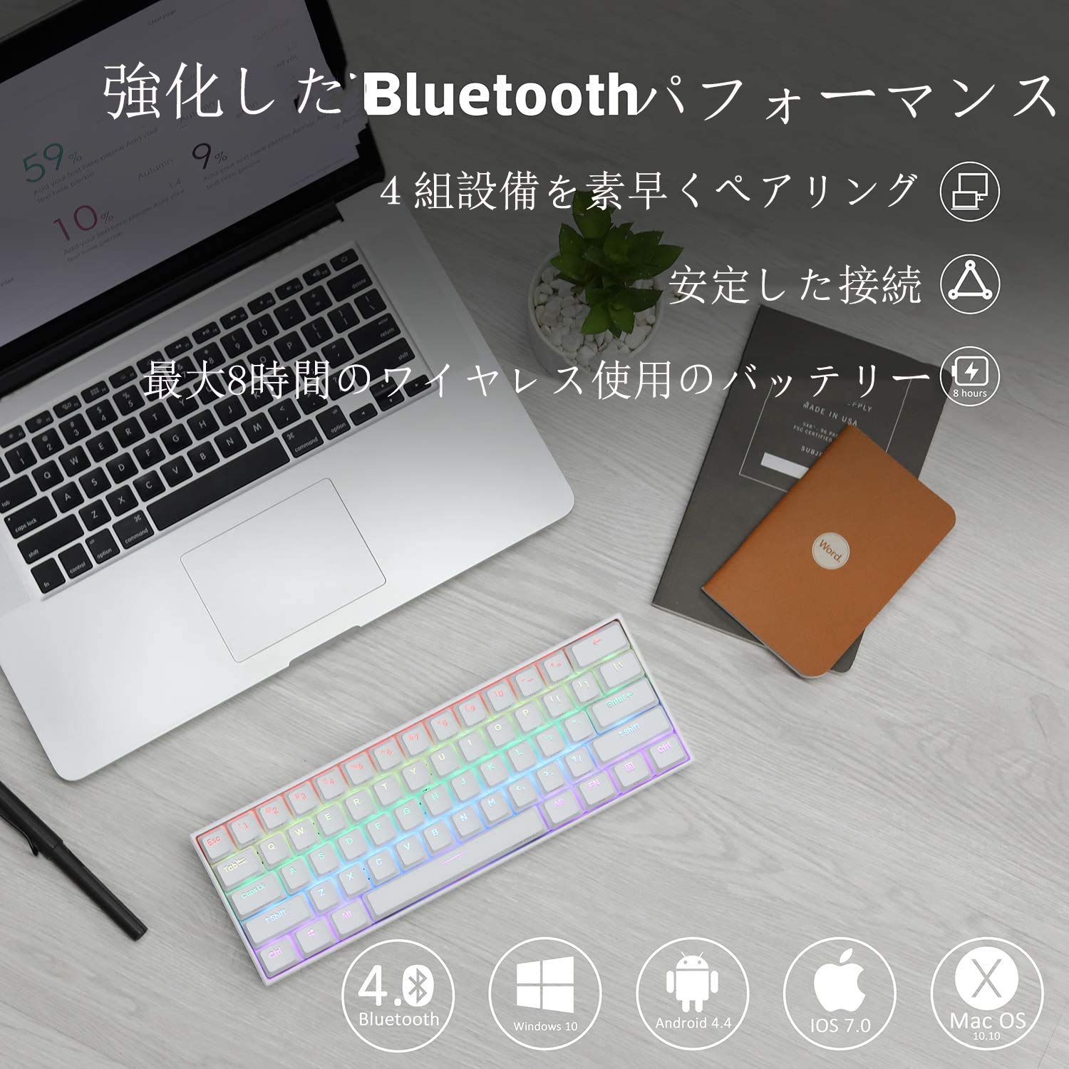 Amazon | Anne Pro 2メカニカルキーボード Bluetooth5.0 USB有線