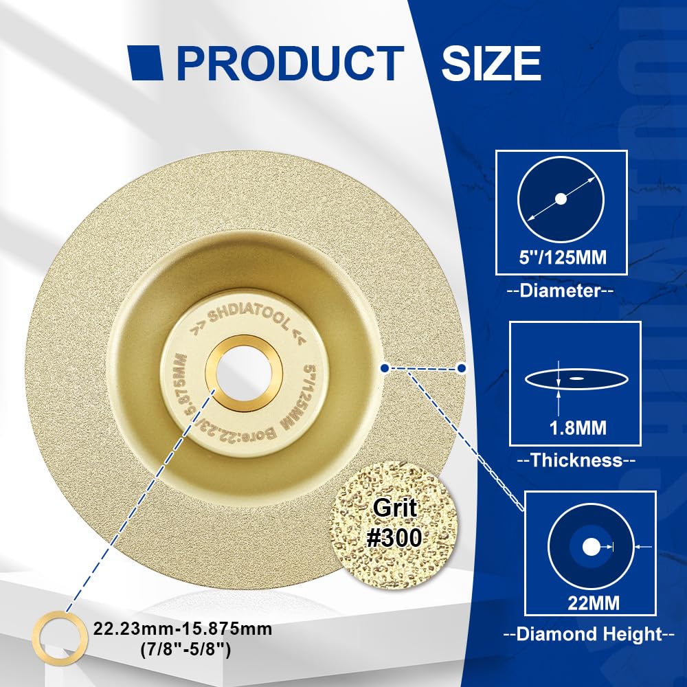 SHDIATOOL Disco de diamante de 125 mm – Disco para corte de porcelana, mármol y cerámica para amoladora angular y sierra circular – Cortes profesionales (paquete de 3)