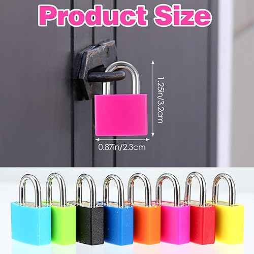 Miniatura 2 de 24 cerraduras pequeñas multicolor para equipaje con llaves, mini cerradura de casillero, cerraduras de metal para maleta, candado con llave de cobre