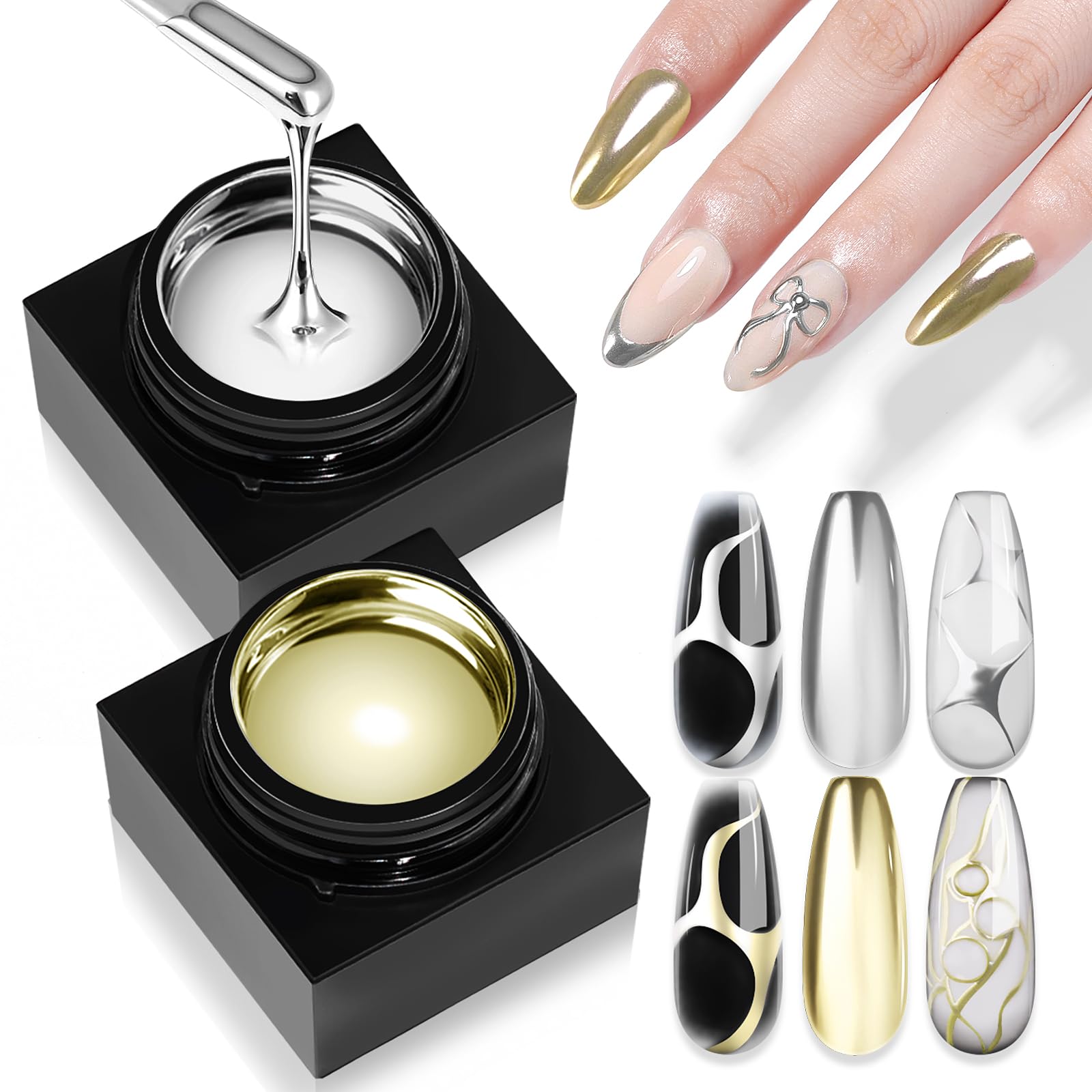 Amazon.com : SAVILAND Metallic Gel Nail Polish Set: Silver & Gold