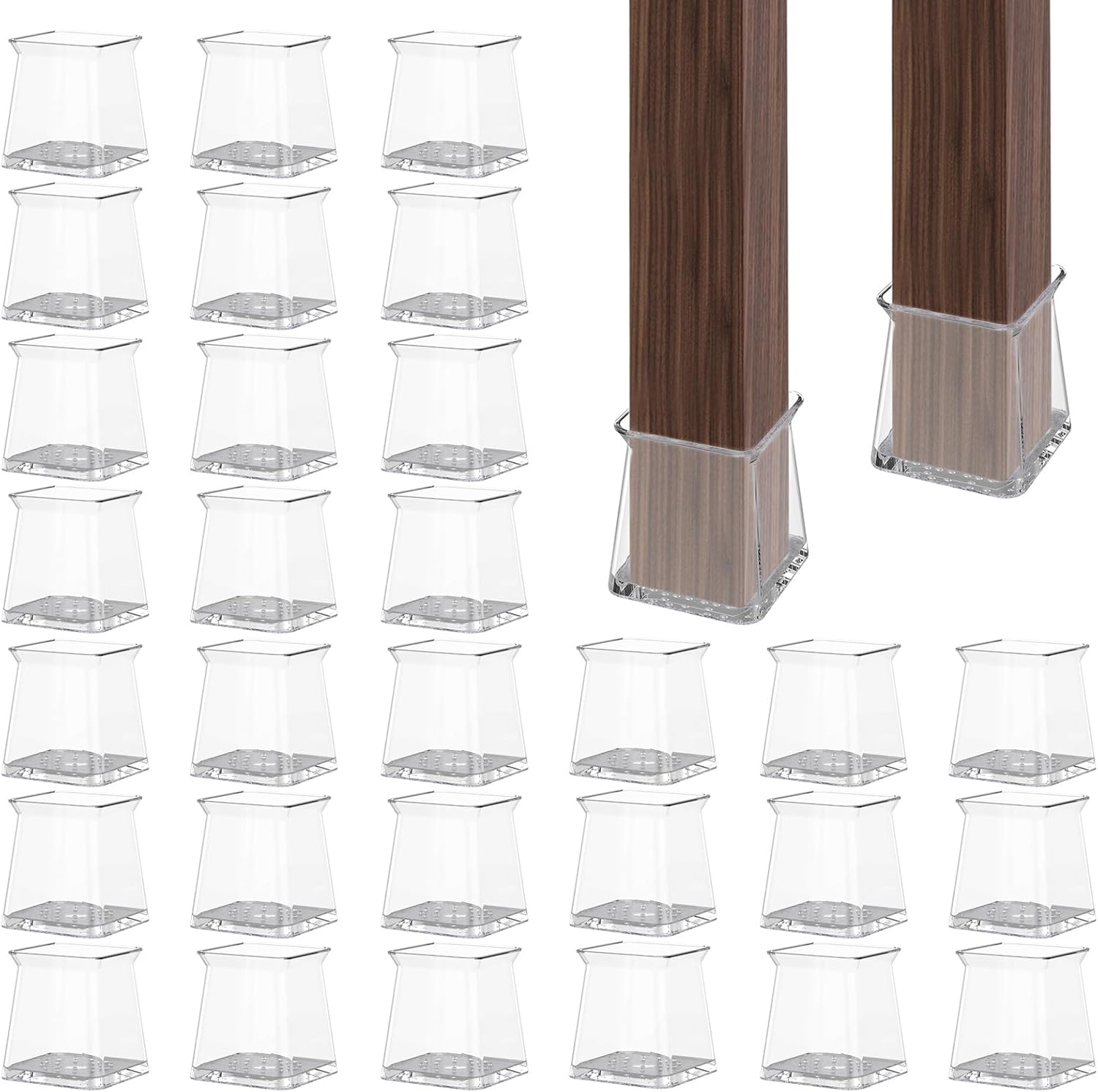 32 Pcs Silicone Chair Leg Floor Protector Wear Resistant Chair Leg Protector Slip Support Cover for(M-32-Transparent Gray Bottom)