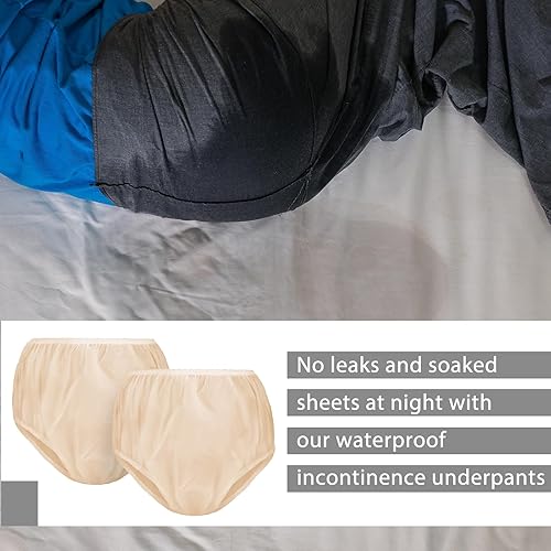 Miniatura 5 de 9 piezas de pantalones de plástico impermeables para incontinencia, a prueba de fugas, ropa interior para adultos (L, color nudo)