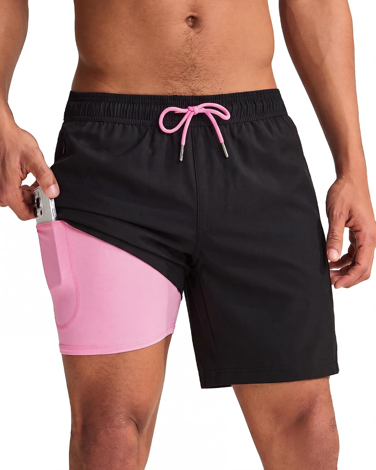 MaaMgic Mens Swim Shorts 7 Inch with Compression Liner 2 in 1 Swimming Shorts Stretch Swimwear Quick Dry Bathing Suits