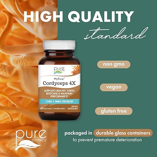 Miniatura 5 de PURE ESSENCE LABS MyPure Cordyceps 4X Champiñones - Suplementos concentrados en polvo de hongos Cordyceps para el sistema inmunológico, respuesta al