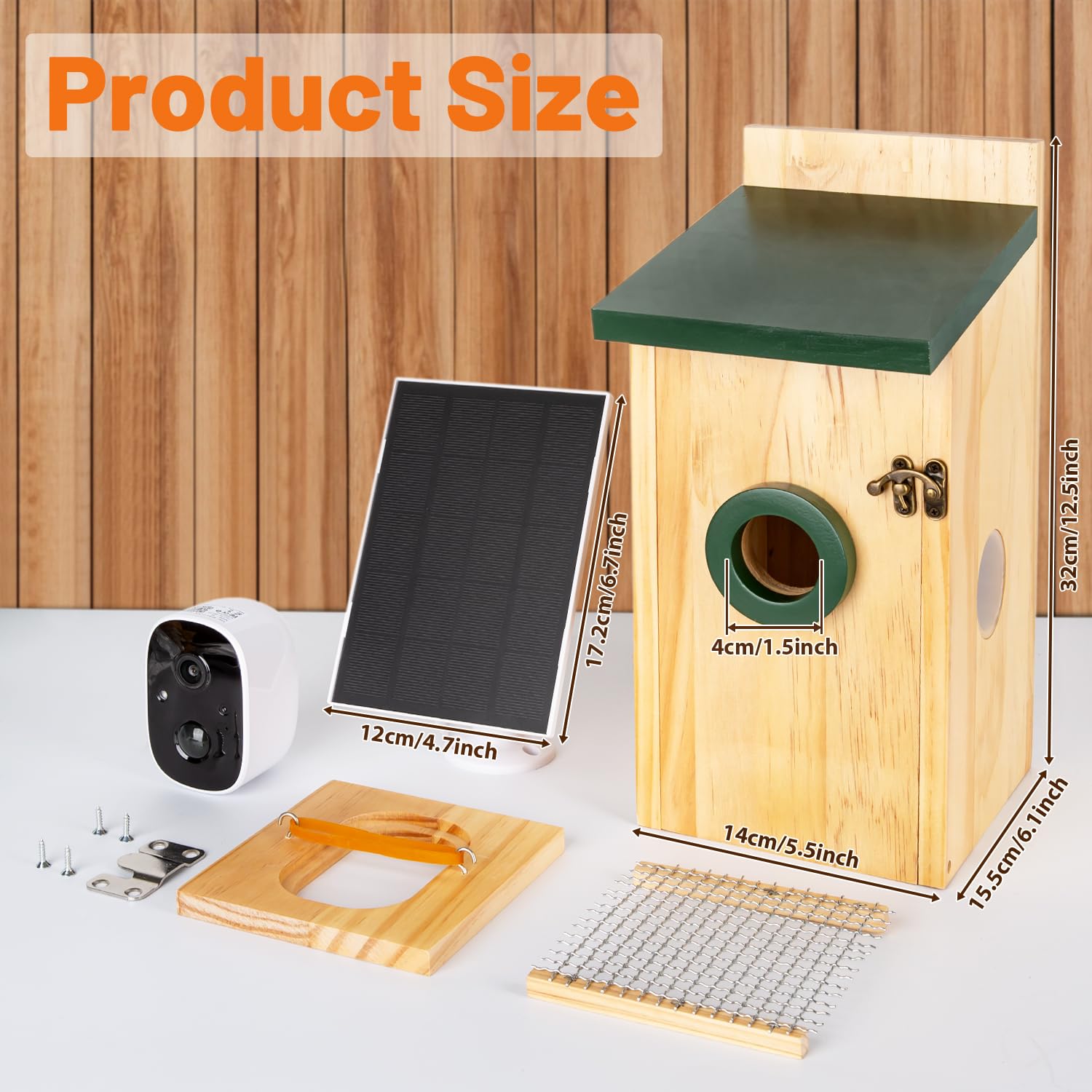 Vogelhaus mit Kamera für kleine Vögel, 5 MP, intelligentes Vogelhaus mit Camer, solarbetrieben, Bewegungserkennung und Benachrichtigung, Nachtsicht, App-Steuerung, intelligentes Vogelhaus aus Holz mit