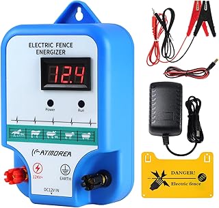 Electric Fence Charger - Multi-Powered, 12 kV 3 Joules High-Power Output Energizer with LED Display, Repels Large Wildlife - Ideal for Livestock, Pet, Poultry, Gardens, Orchards Protection