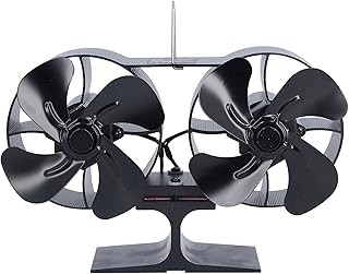 Wentylator pieca zasilany ciepłem, 8-ostrzowy wentylator z podwójną głowicą do pieca na drewno z cichą pracą i wydajnym ogrzewaniem, mini wentylator kominkowy do palnika na drewno/kłody, kominek