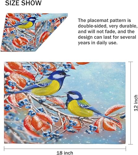 Miniatura 4 de Funny Bird Decor Placemats Set of 4 Table Mats Washable Placemat Waterproof Place Mats for Party Home Dining Table Decor 18x12 in