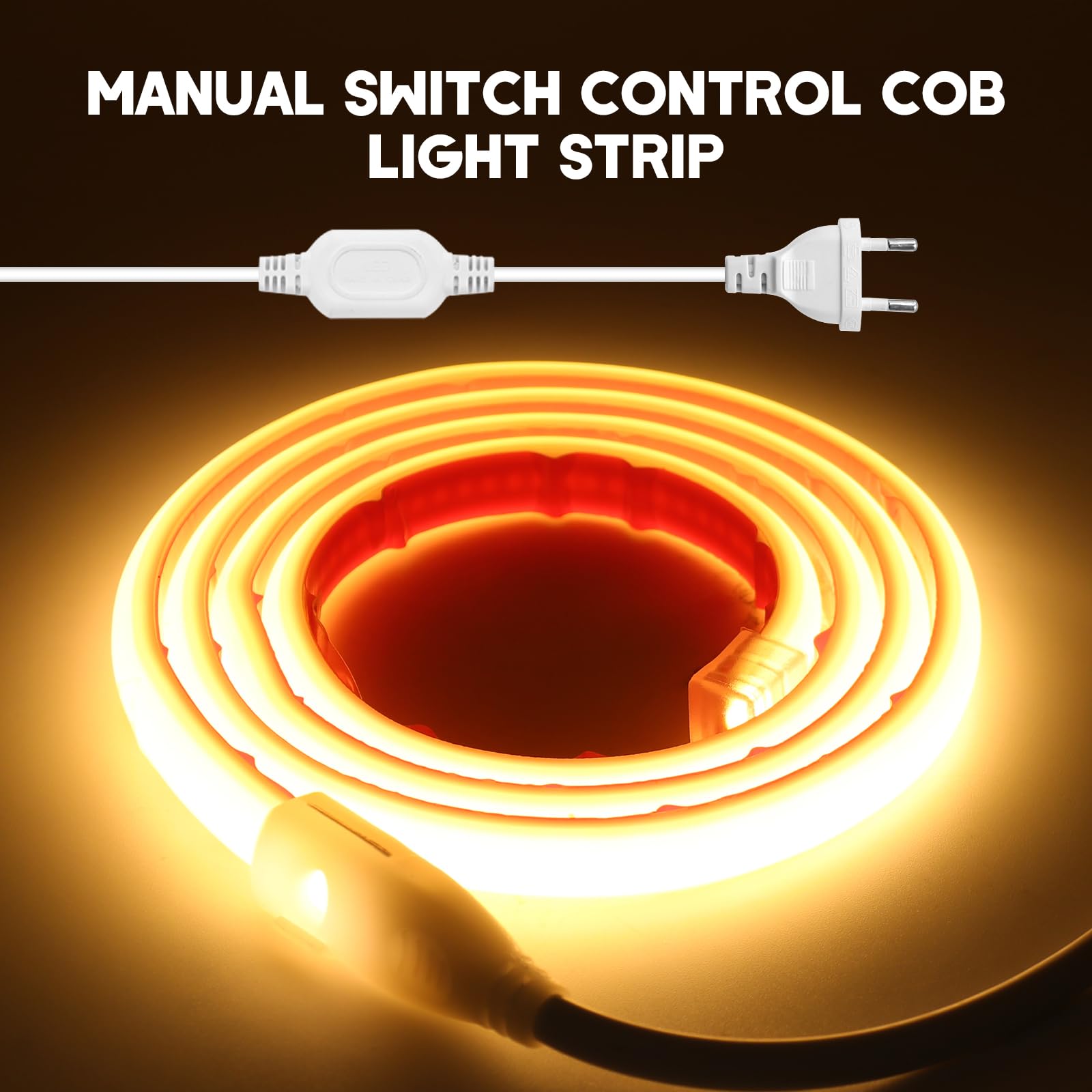 220V COB LED Neón Tira [50m,Blanco Cálido 3000-3500K]，288 LEDs/m Tira LED FCOB Cortable CRI85+，IP65 estanco flexible，Hogar/Tienda de iluminación decorativa