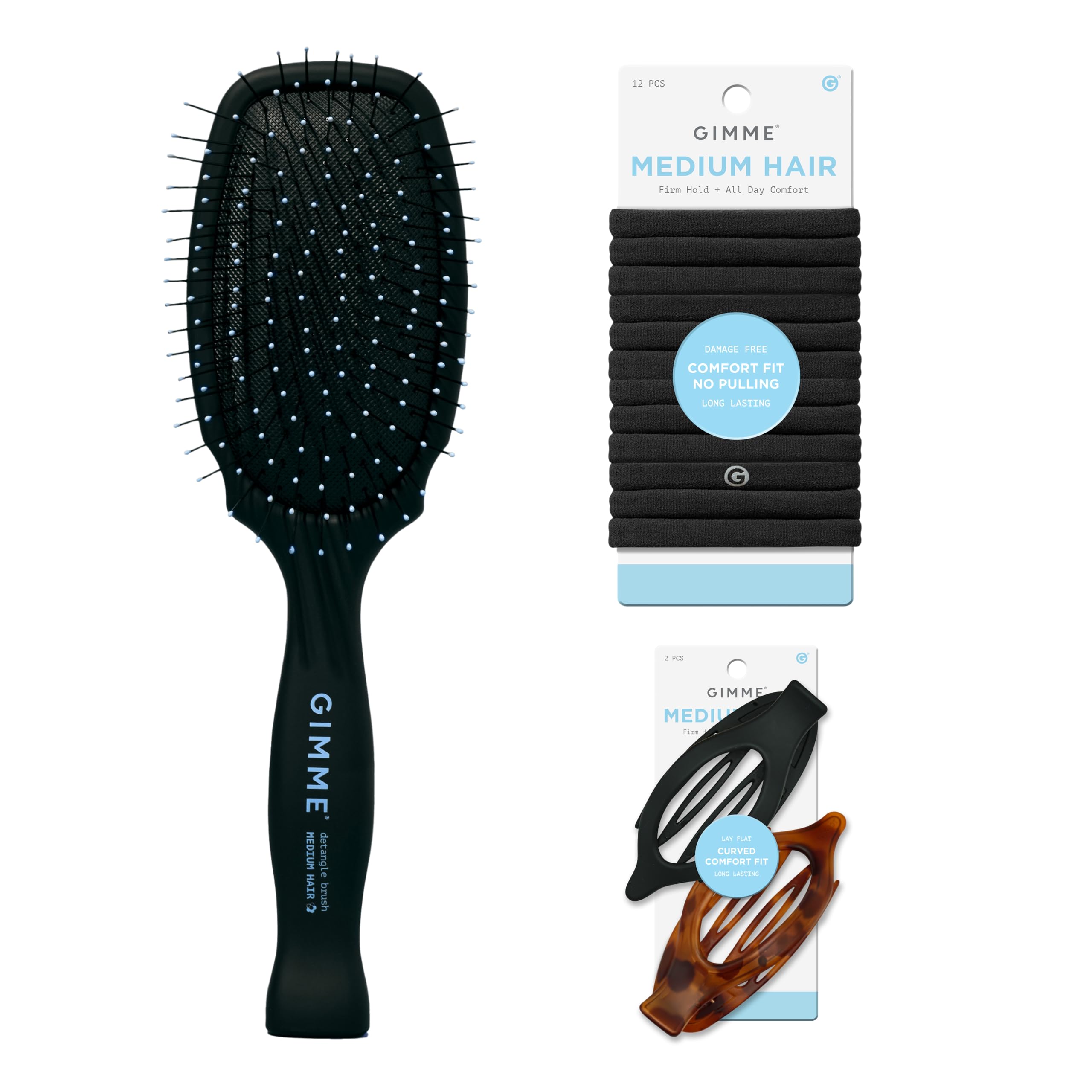Gimme Beauty - Medium Hair Brush - Damage-Free Detangling Hair Brush - Soft Bristle Brush with Anti-Static & Heat Resistant Nylon Bristles
