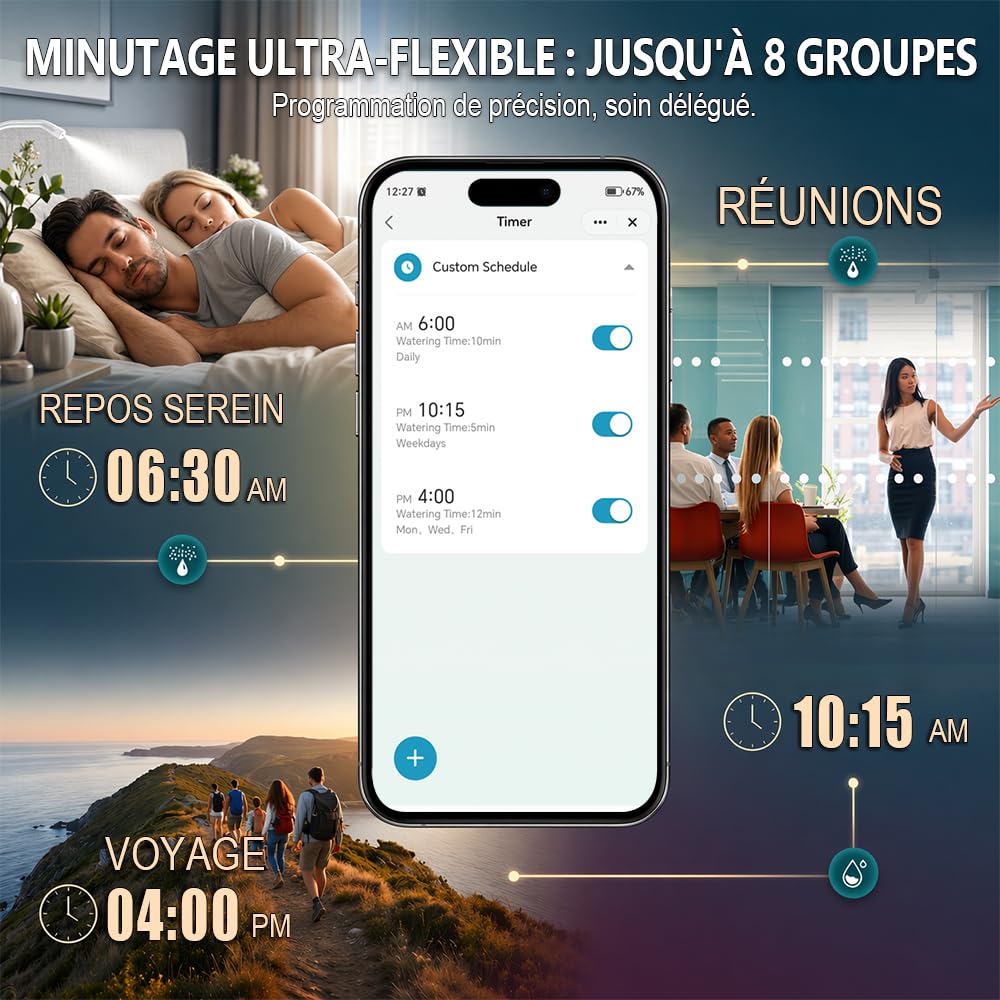 GIEX Programmateur d’arrosage WiFi, minuterie Intelligente pour Robinet de Jardin, Compatible Alexa et Google Assistant