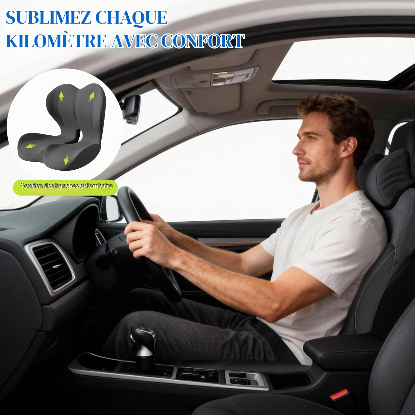 Coussin Ergonomique Assise, Coussin Siege Voiture avec Soutien Latéral, Atténuer Le Stress Convient aux Sièges de Voiture et aux Chaises de Bureau